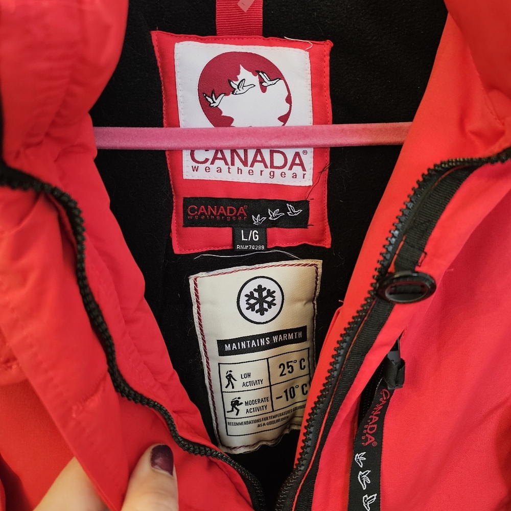 Canada Weather Women Size L Gear Triple Goose Full Zip Winter Jacket Parka Coat - Picture 5 of 11